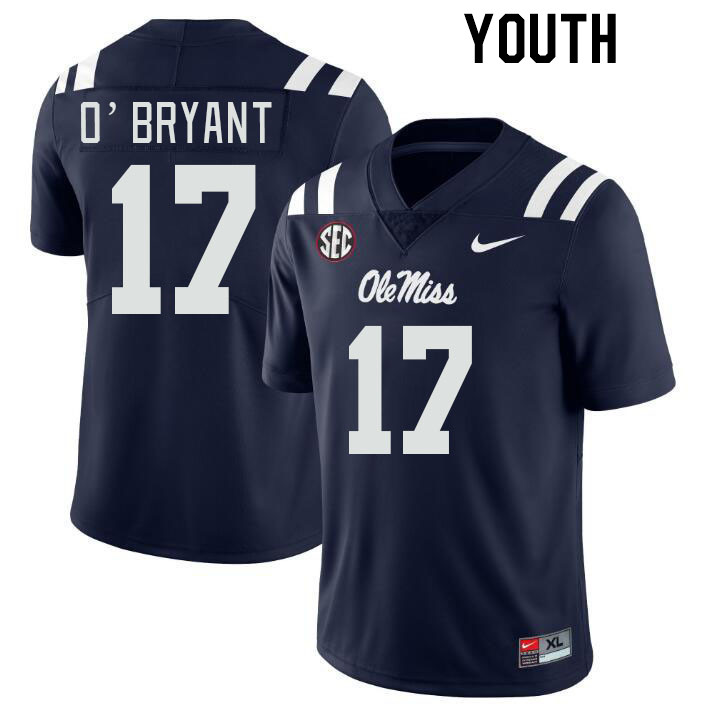 Youth #17 Richard O'Bryant Ole Miss Rebels College Football Jerseyes Stitched Sale-Navy